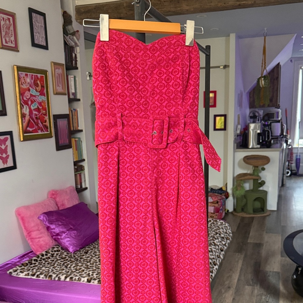Anthropologie Pink Strapless Jumpsuit